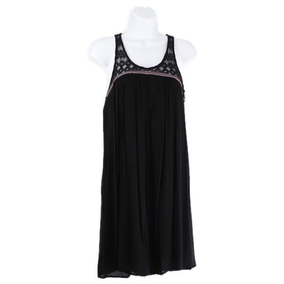 Almost Famous Boho Black Rayon Swing Dress Small - Picture 1 of 7